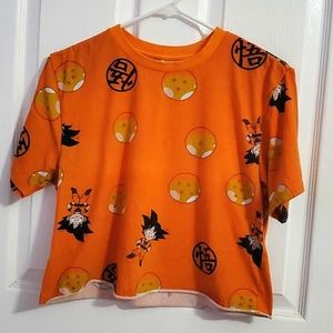 Dragon Ball Z 80s Orange Short Sleeve Crop Graphic Tee Athleisure Lounging S